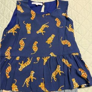 Corey Lynn Calter Kids Navy Tiger Print Top